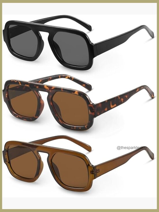 Retro Square Aviator Sunglasses UV Protection Vintage Shades main image 4